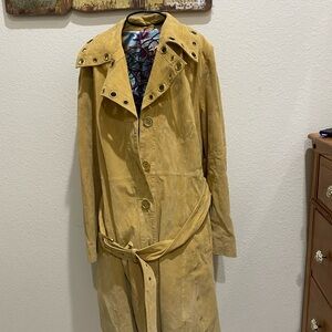Women's Mustard Leather Jacket with Belt